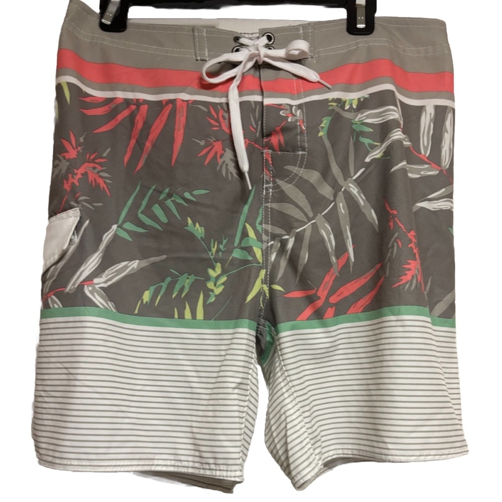 B Split Men’ s Swim Trunks  Multicolor Hawaiian Striped Board Shorts Surf XL